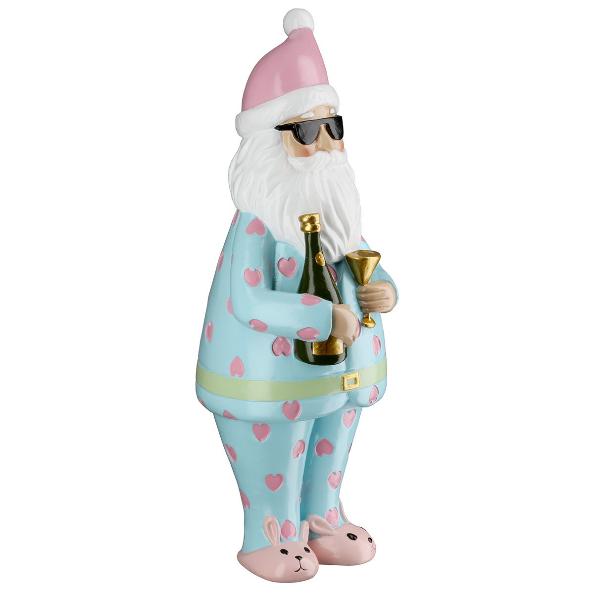 Figur "Santa Crazy Xmas" 22,5cm blau/rosa (Kunstharz)