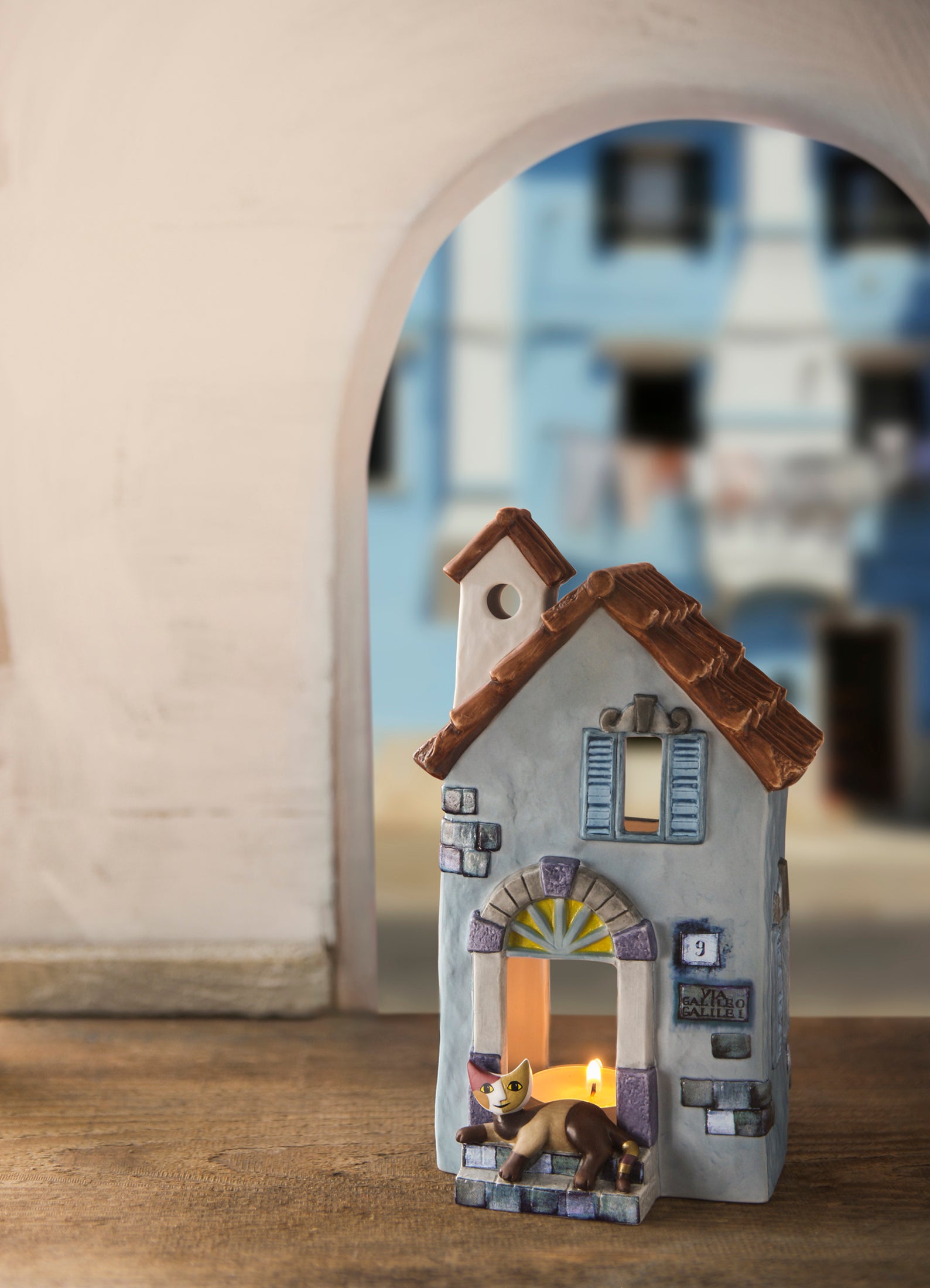 Haus mit Katze "Via Galileo Galilei" (Rosina Wachtmeister)