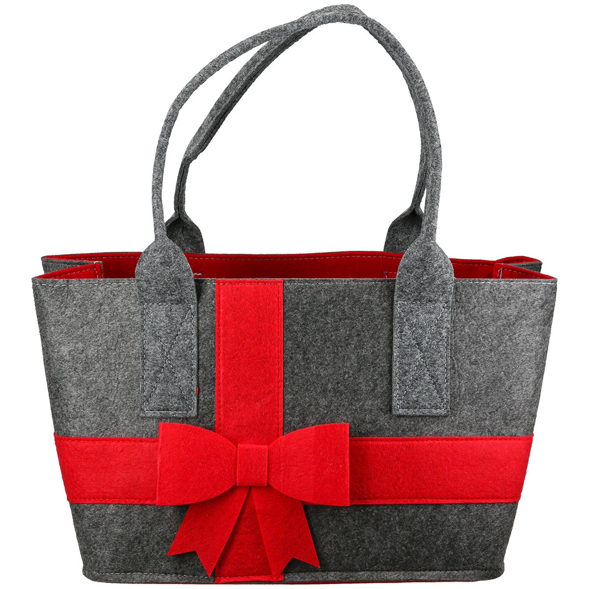 Filztasche "Schleife" dunkelgrau/ro