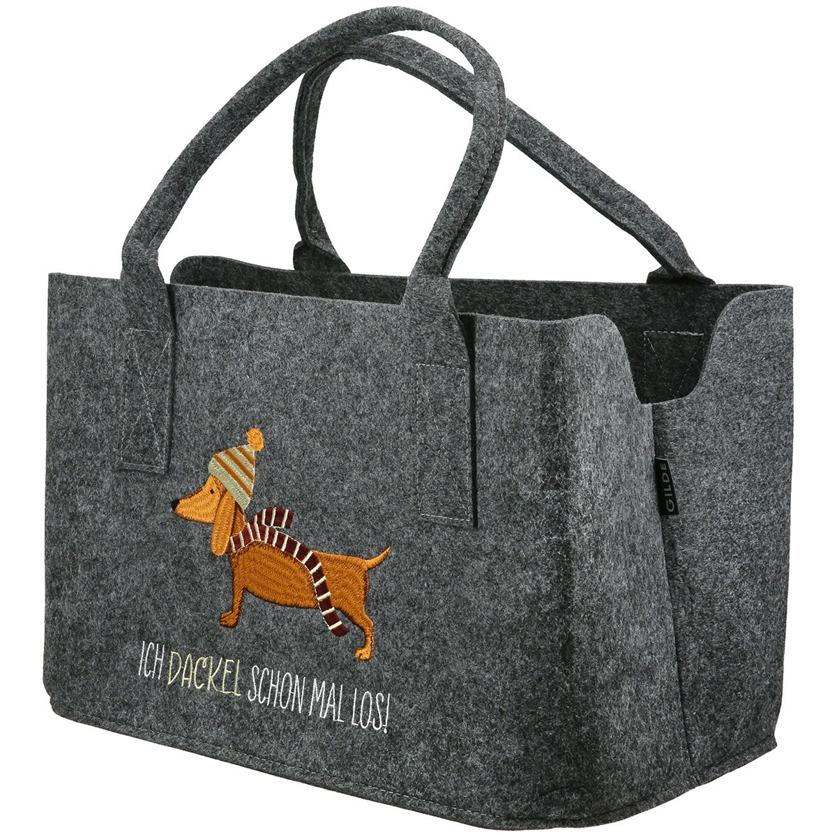 Filztasche "Frieda - Ich Dackel schon mal los!" dunkelgrau
