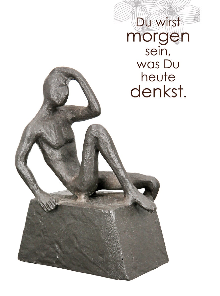 Skulptur "Thinking" Mannmotiv (Bronzeoptik aus Eisen)