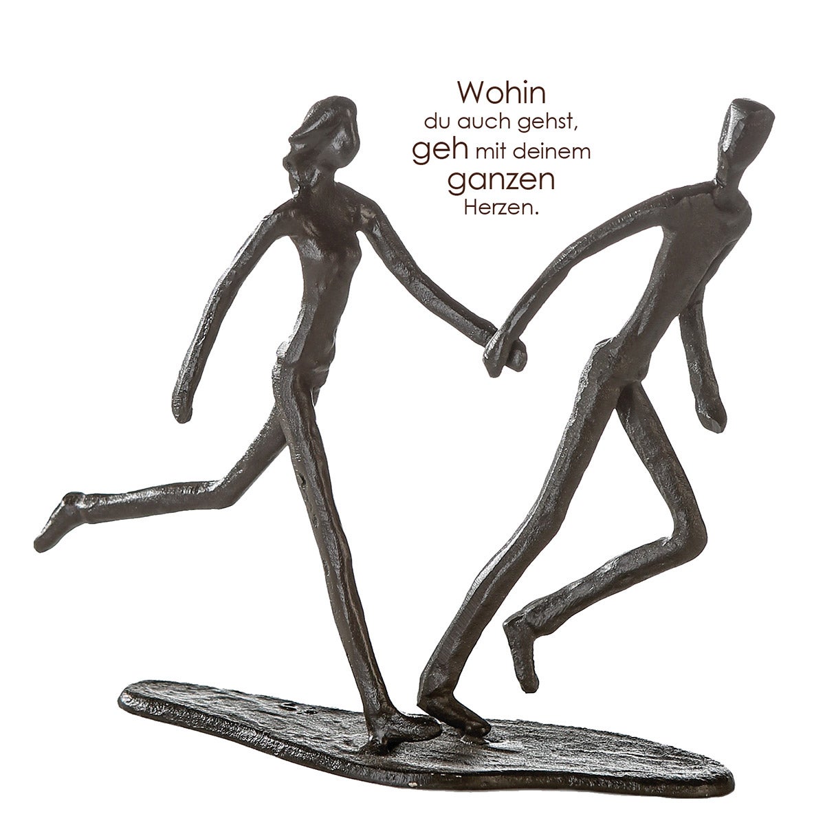 Skulptur Paar "Running" (Bronzeoptik aus Eisen)