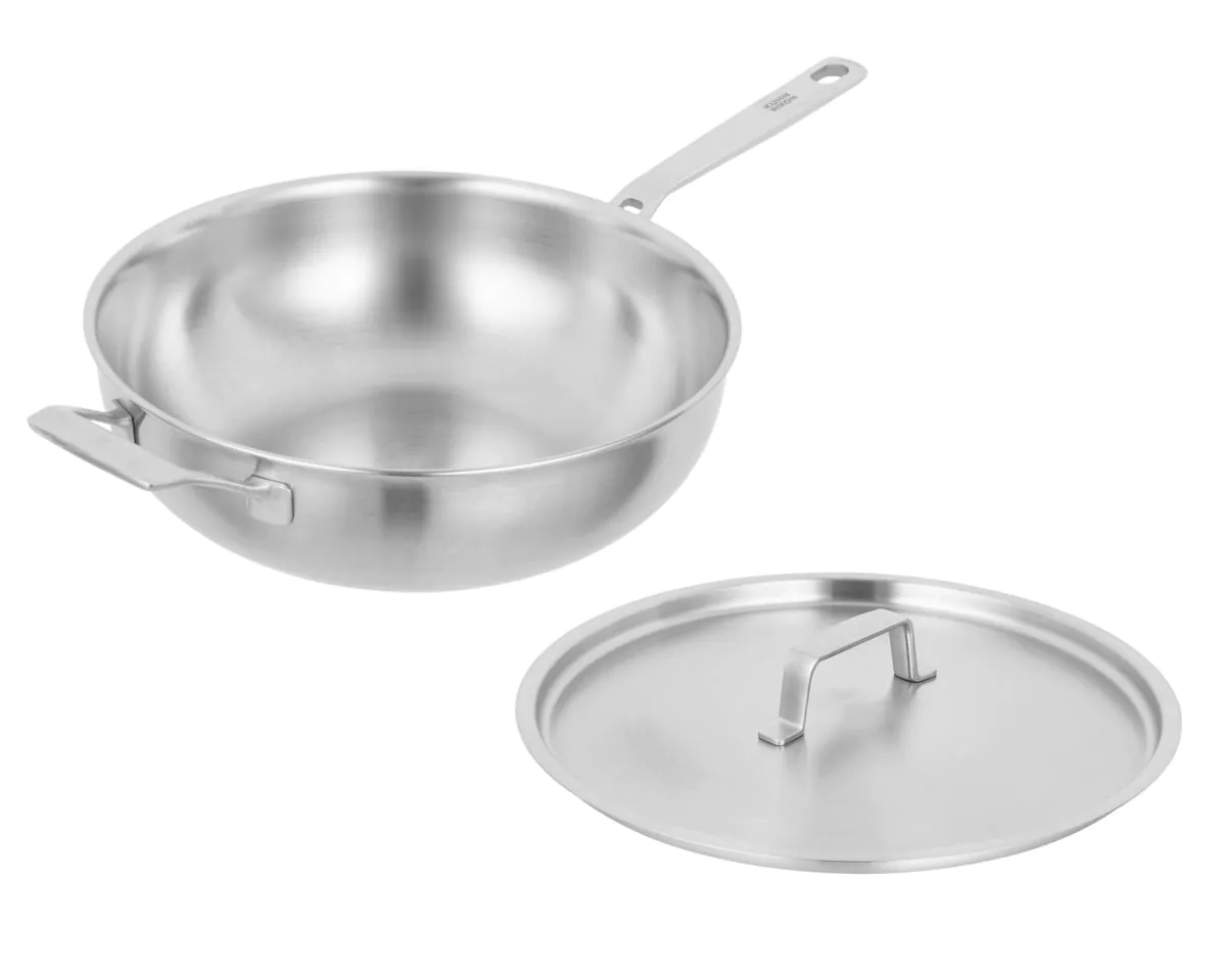 Wok Ø28cm unbeschichtet  m. Decekl  CULINARY FIVEPLY
