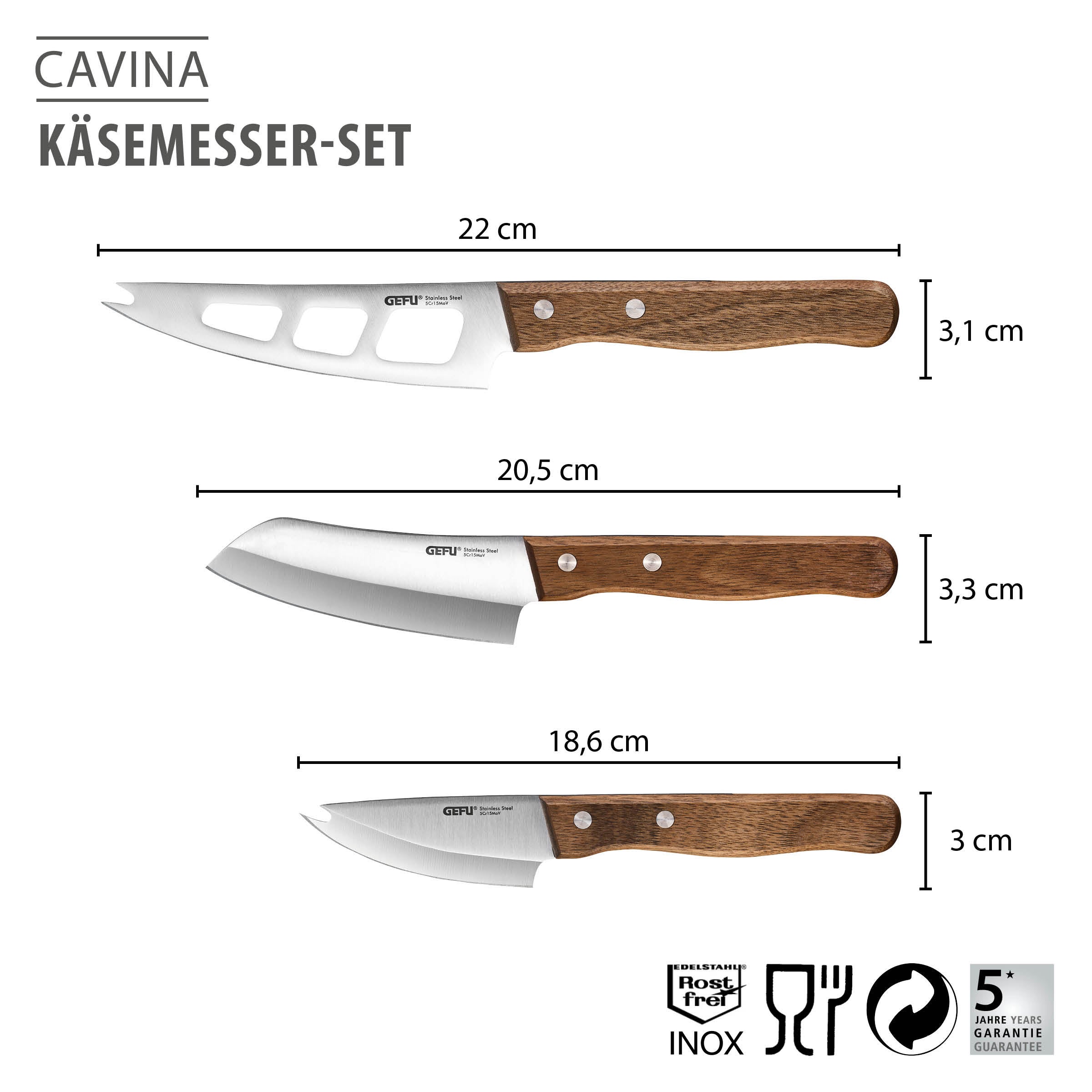 Käsemesser-Set CAVINA, 3-teilig