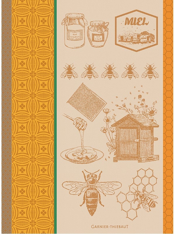 Geschirrtuch MIEL ET ABEILLES ocre (Honig und Bienen) Geschirrtuch MIEL ET ABEILLES ocre (Honig und Bienen)