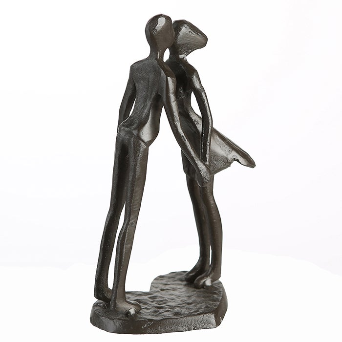 Skulptur Paar "Heartbeat" Herzmotiv (Bronzeoptik aus Eisen)