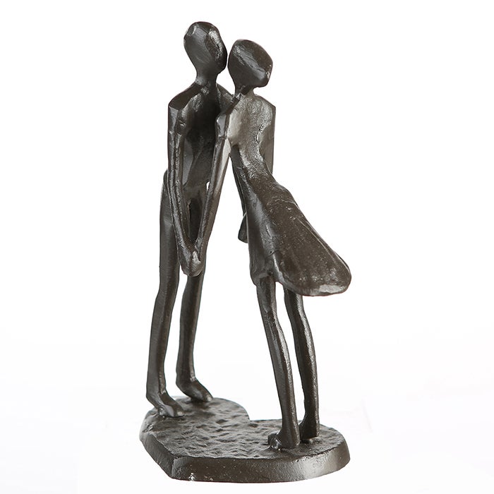 Skulptur Paar "Heartbeat" Herzmotiv (Bronzeoptik aus Eisen)