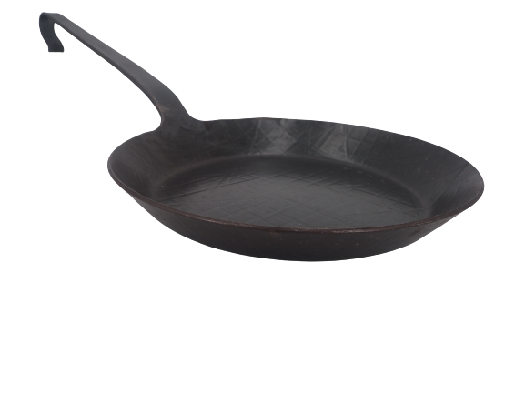 Omelettepfanne 23cm mit Hakenstiel (Pfannenboden 18cm) - hammergeschmiedet