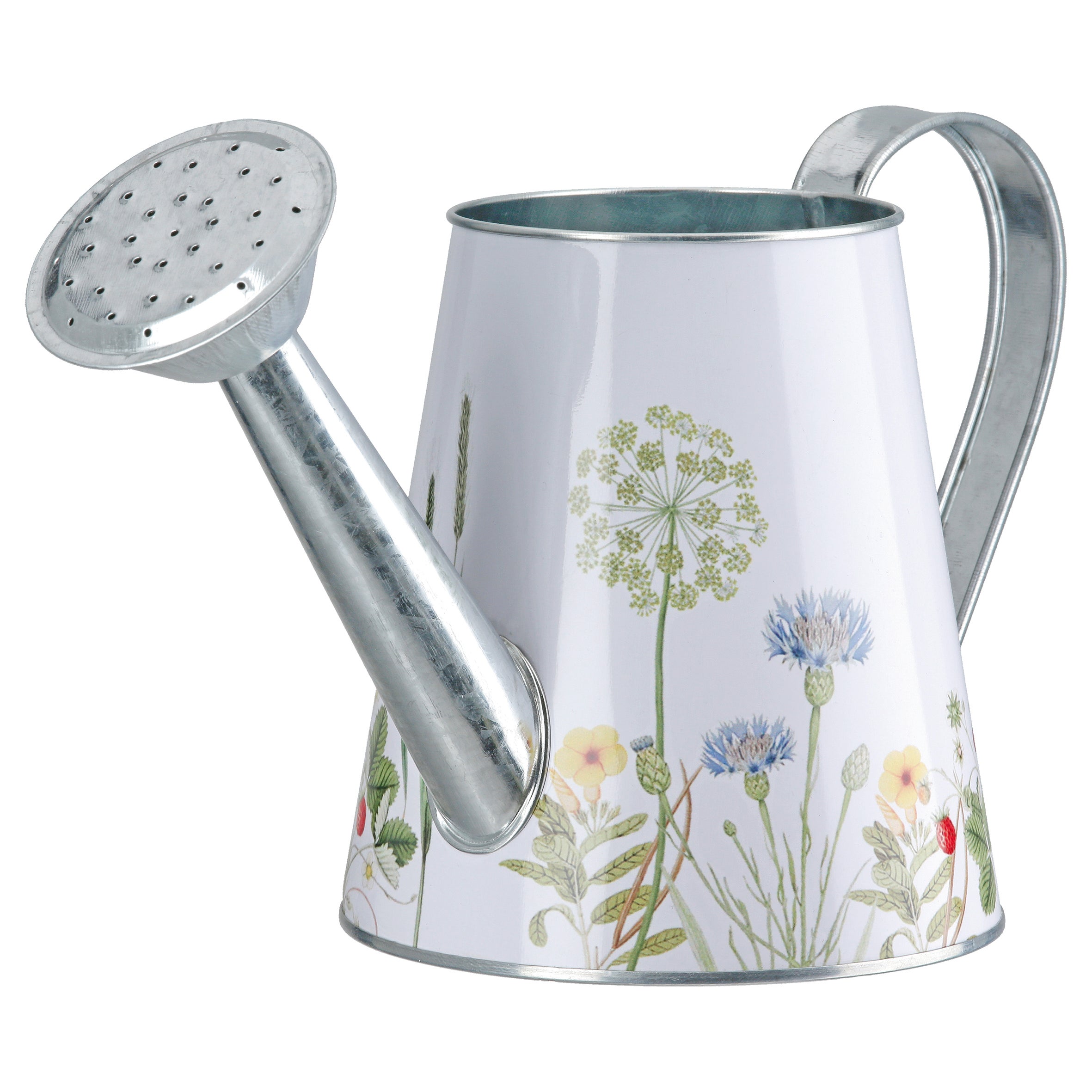 Gießkanne konisch "Wild Flowers" weiß (Eisen)