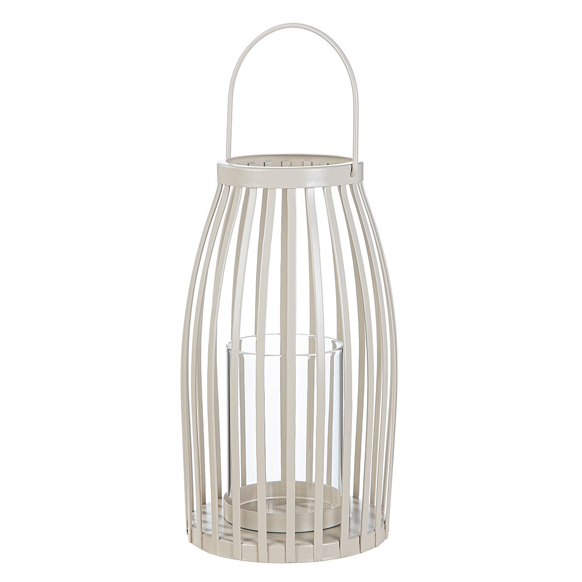 Windlicht "Tammo" 22cm beige (Metall)