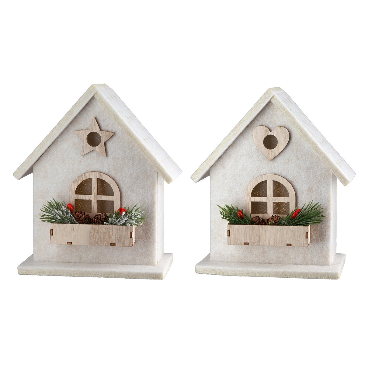 LED-Haus "Amata - Stern" 20,5cm beige (Filz)