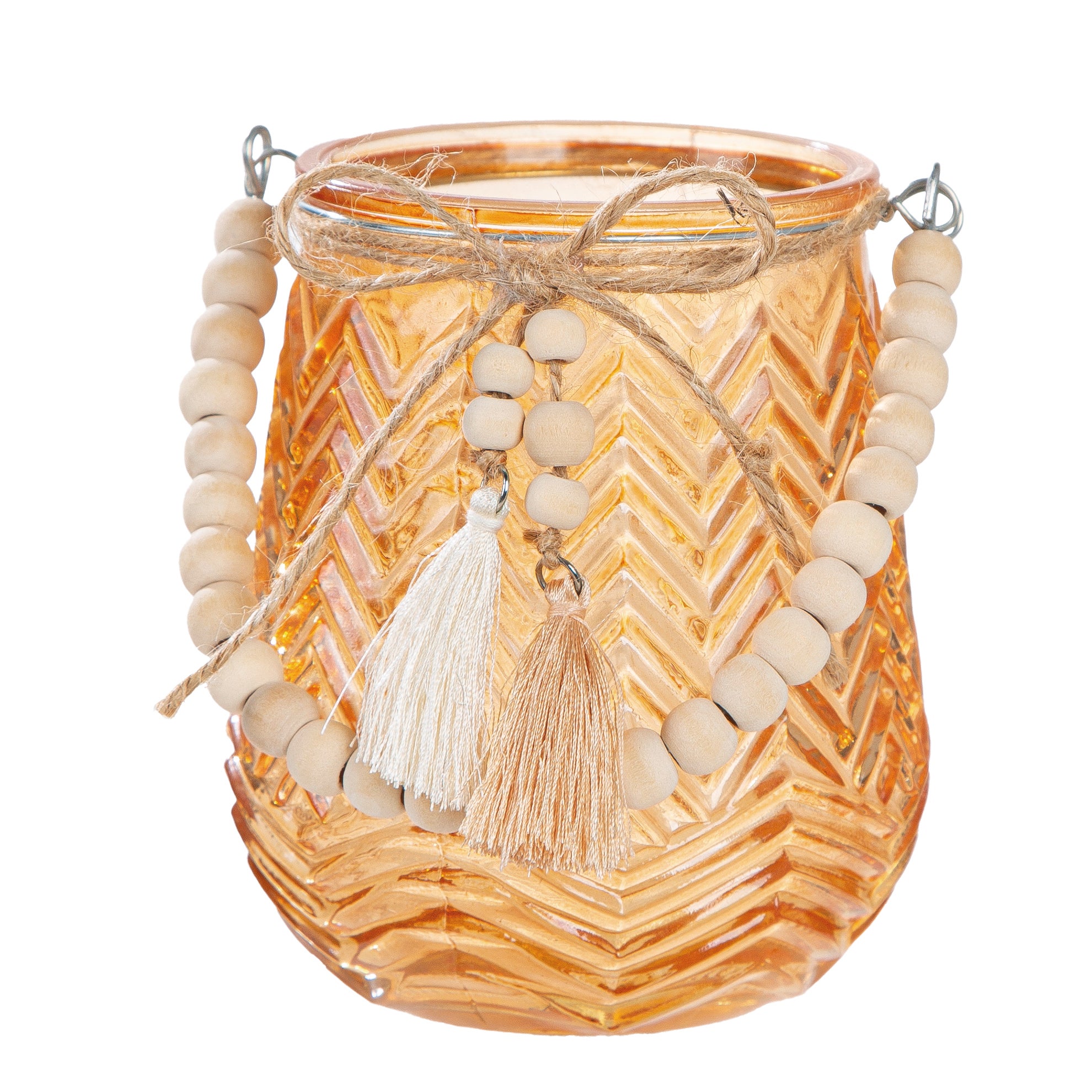 Windlicht "Perla" orange (Glas)