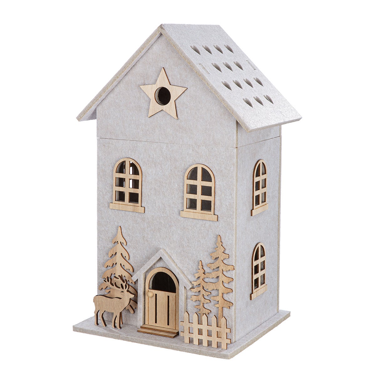 LED-Haus "Amata - Stern" 46cm beige (Filz)