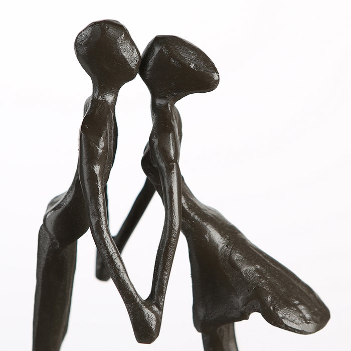 Skulptur Paar "Heartbeat" Herzmotiv (Bronzeoptik aus Eisen)