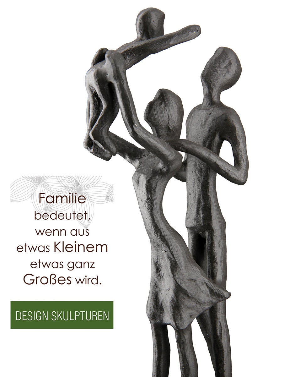 Skulptur "Familienglück" Familienmotiv (Bronzeoptik aus Eisen)