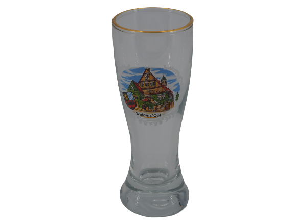 Mini-Weizenbierglas Weiden Rathaus m.Goldrand