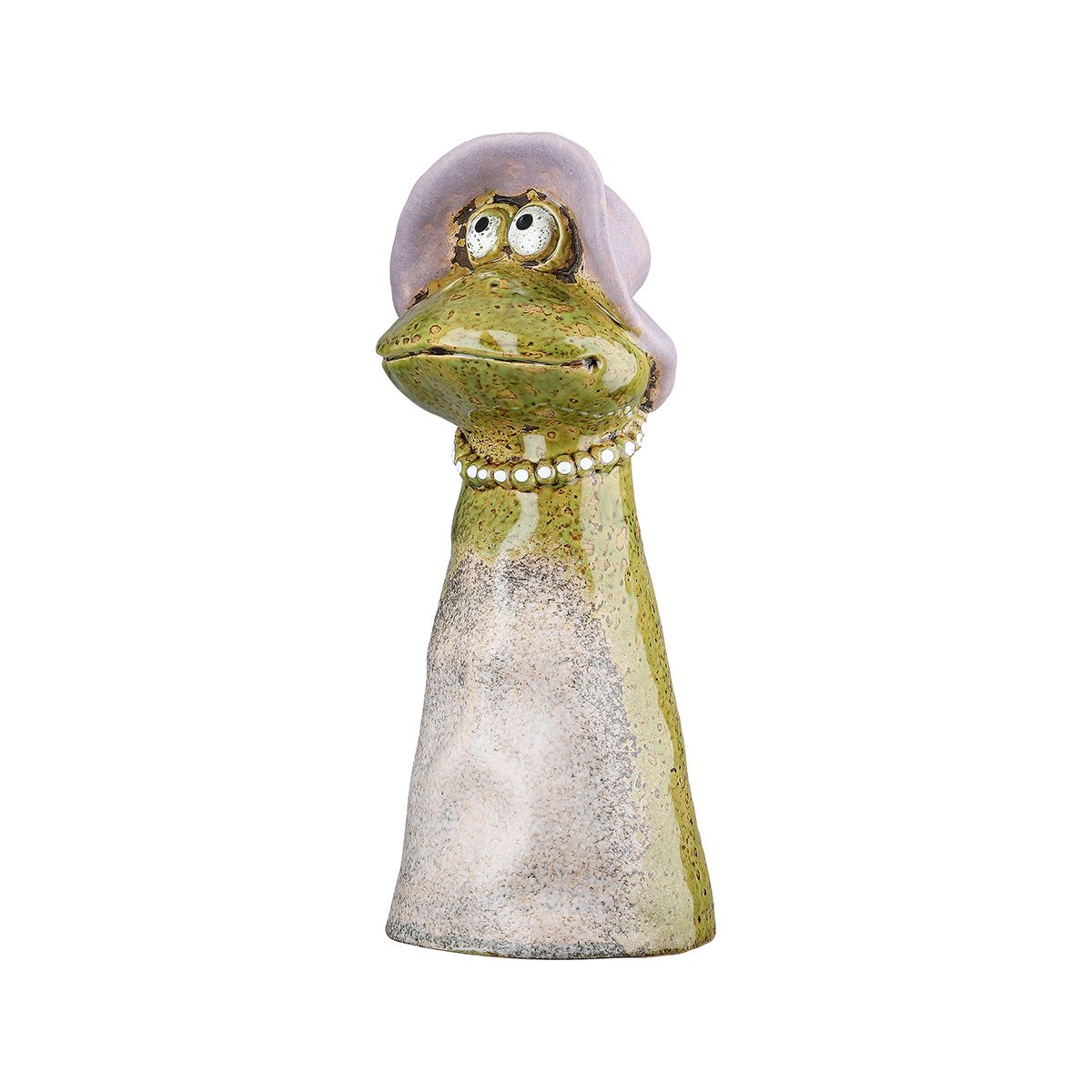 Zaunhocker "Frosch Charlotte" m. Perlenkette (Keramik) Zaunhocker "Frosch Charlotte" m. Perlenkette (Keramik)