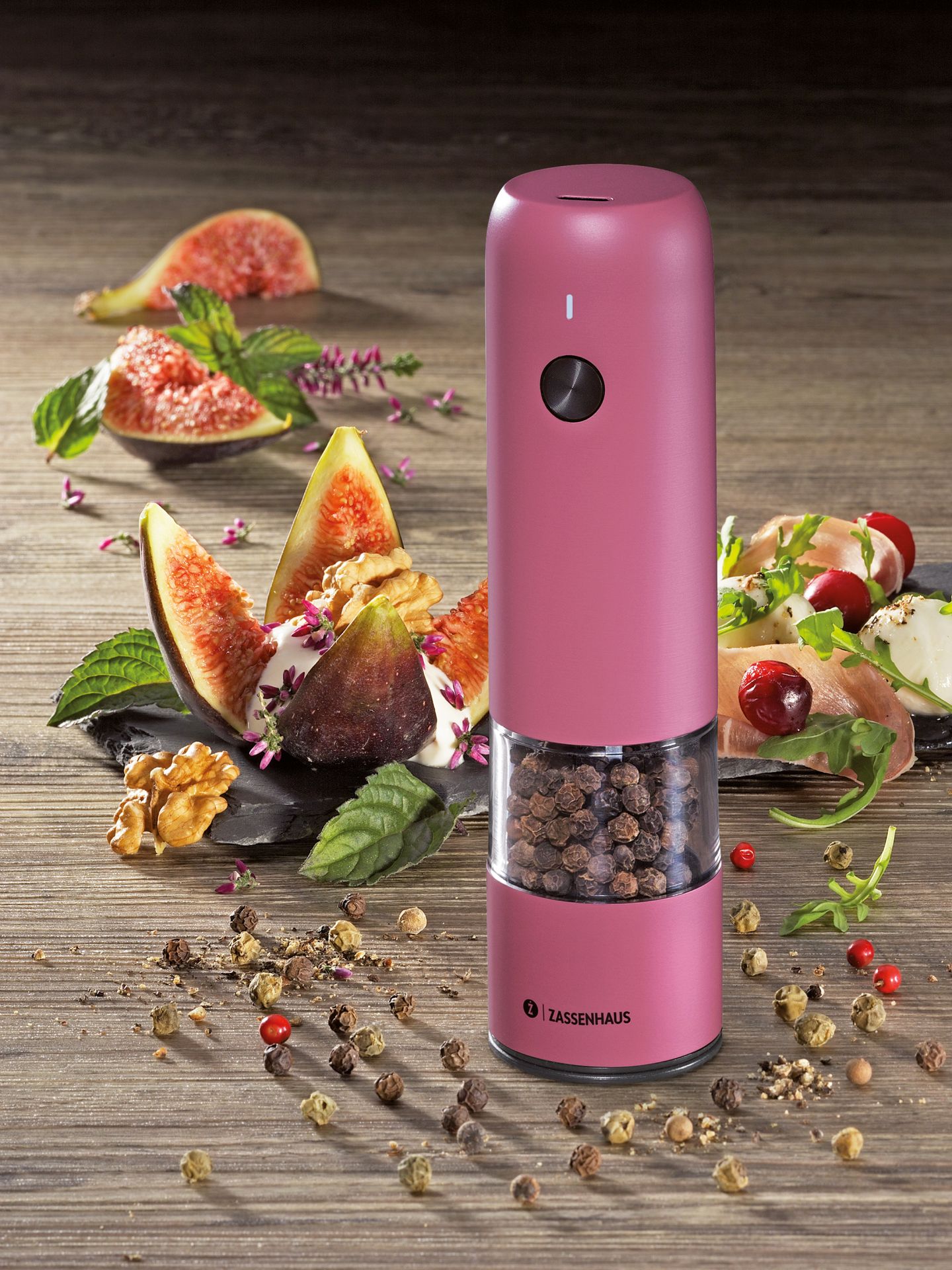 Pfeffermühle KÖLN USB elektrisch 14 cm fuchsia
