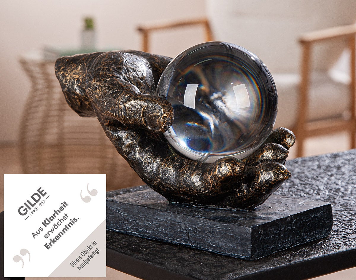 Skulptur Hand "Erkenntnis" schwarz (Glas/Kunstharz)