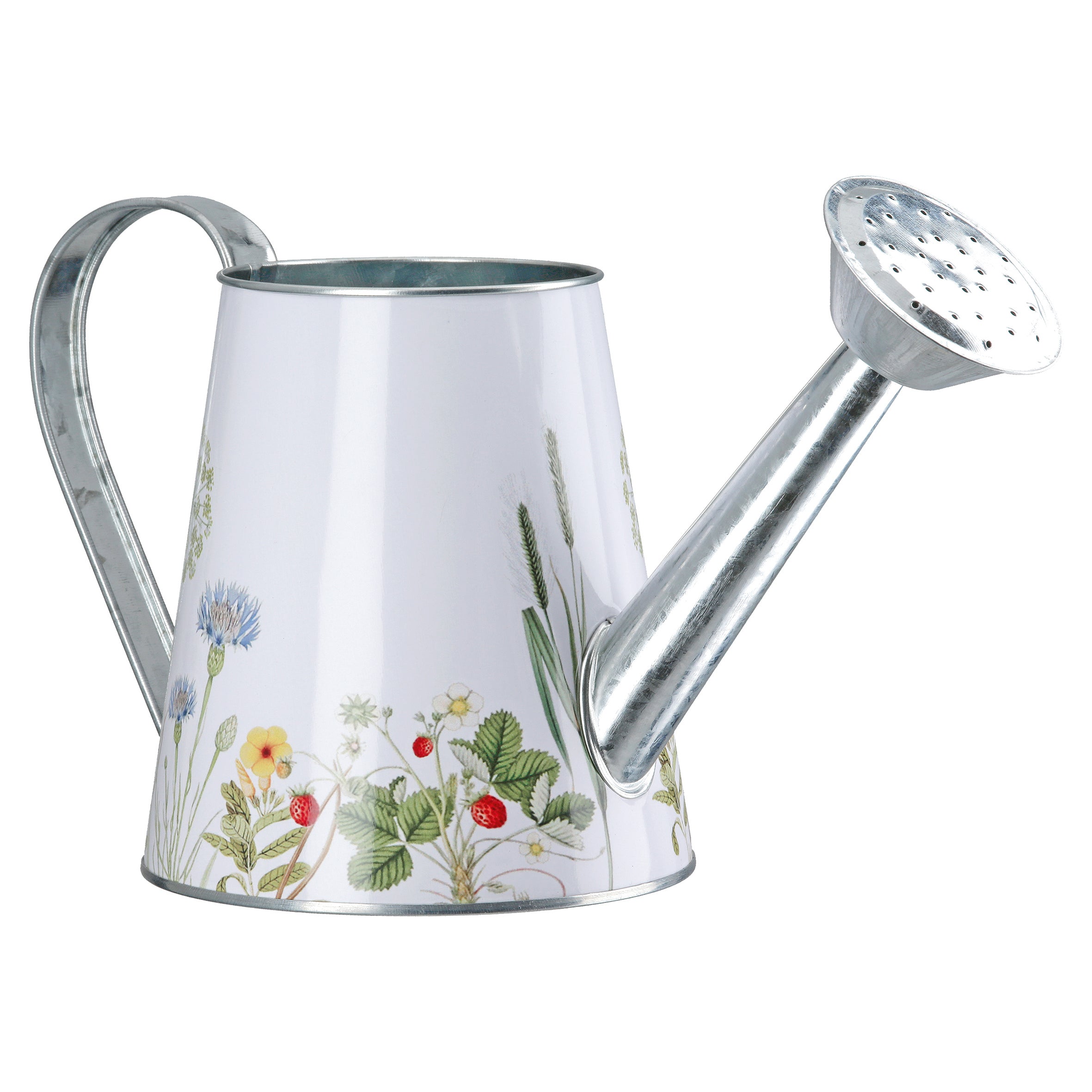 Gießkanne konisch "Wild Flowers" weiß (Eisen)