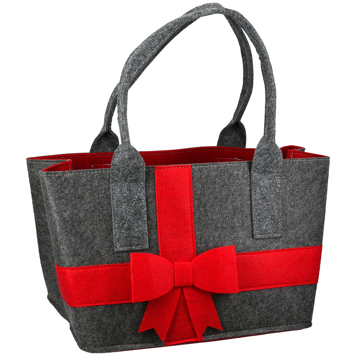 Filztasche "Schleife" dunkelgrau/ro