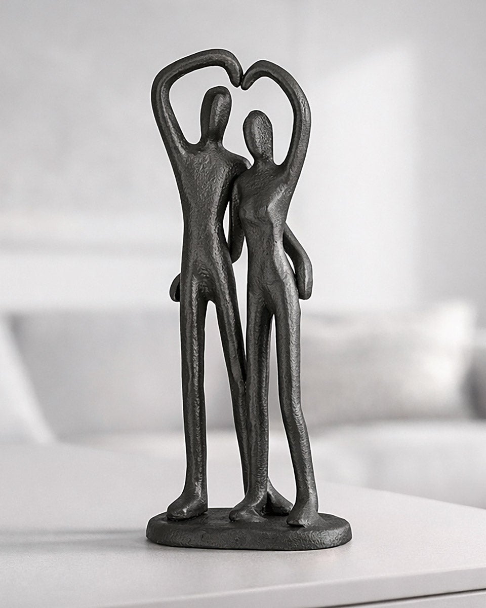 Skulptur Paar "One Heart" (Bronzeoptik aus Eisen)