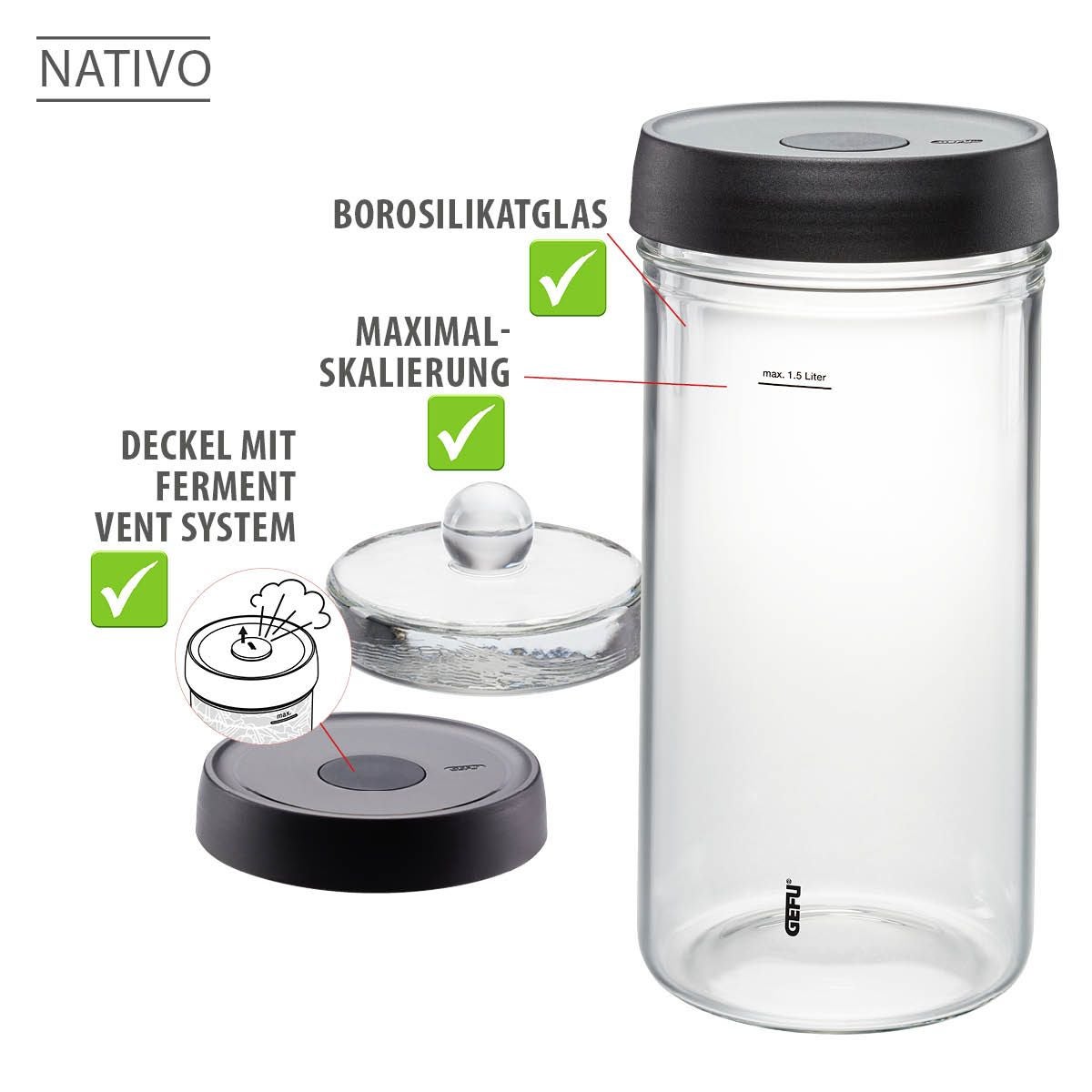 Fermentierglas NATIVO, 1,5 l