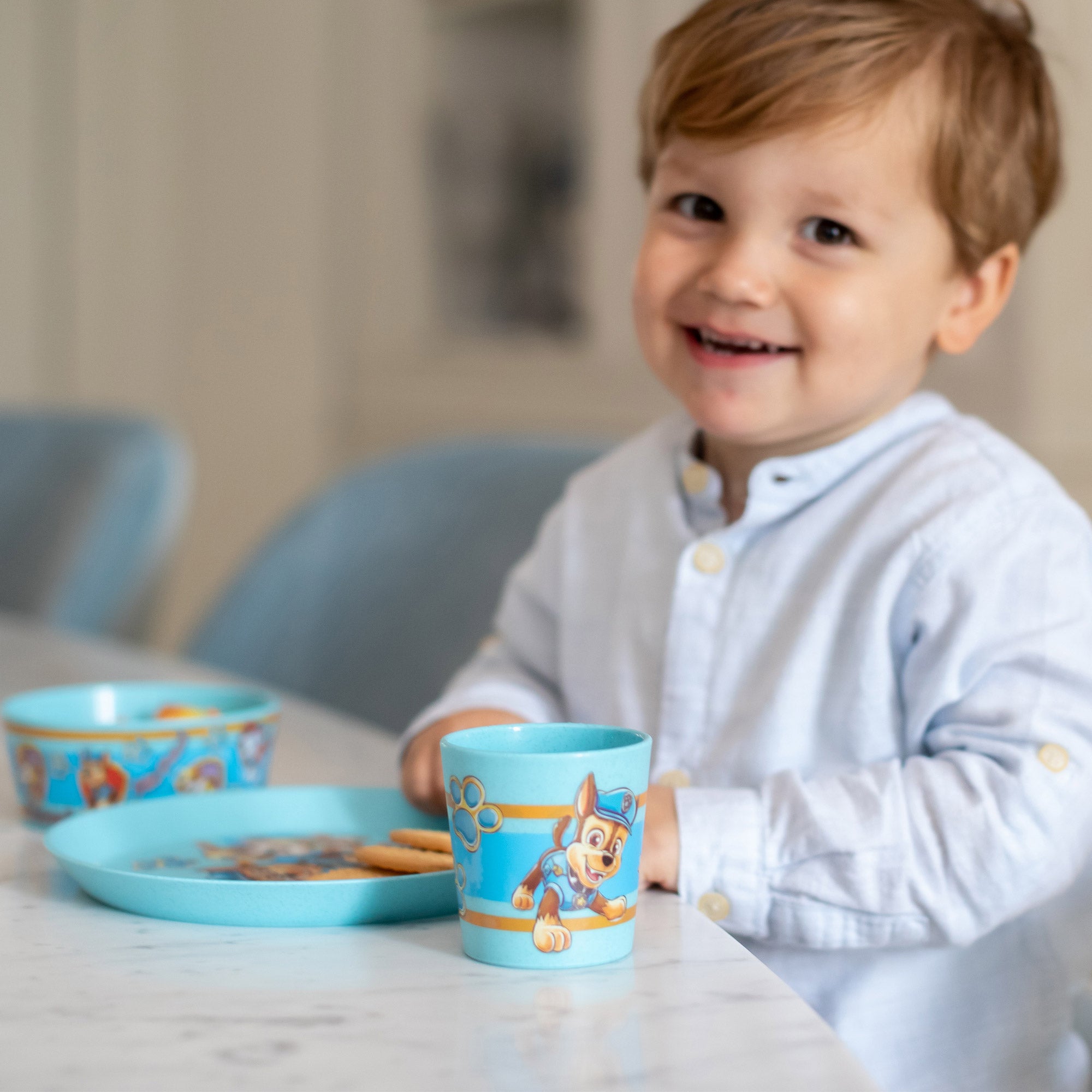 Kleiner Teller + Schale + Becher organic blue "CONNECT PAW PATROL" Kleiner Teller + Schale + Becher organic blue "CONNECT PAW PATROL"