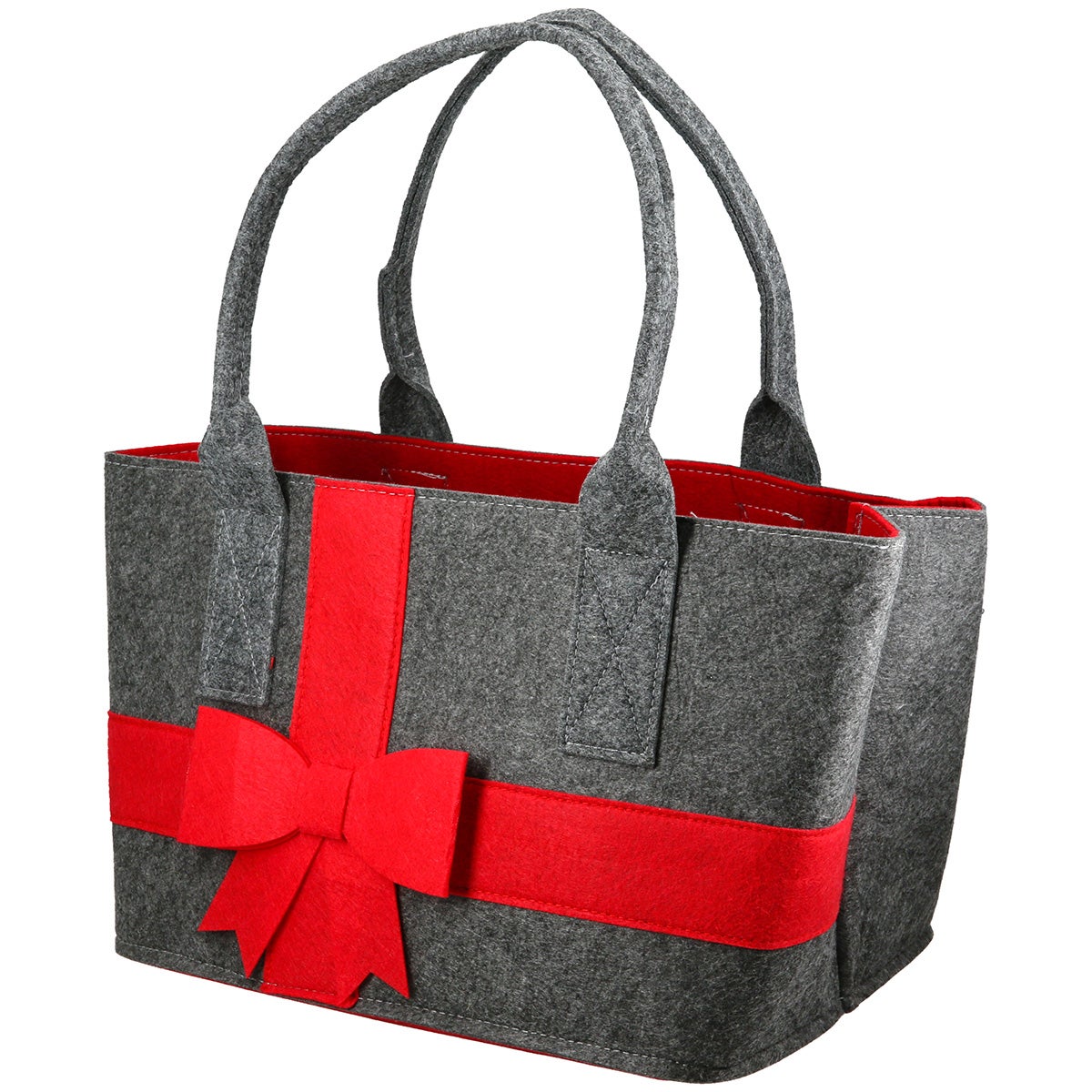 Filztasche "Schleife" dunkelgrau/ro