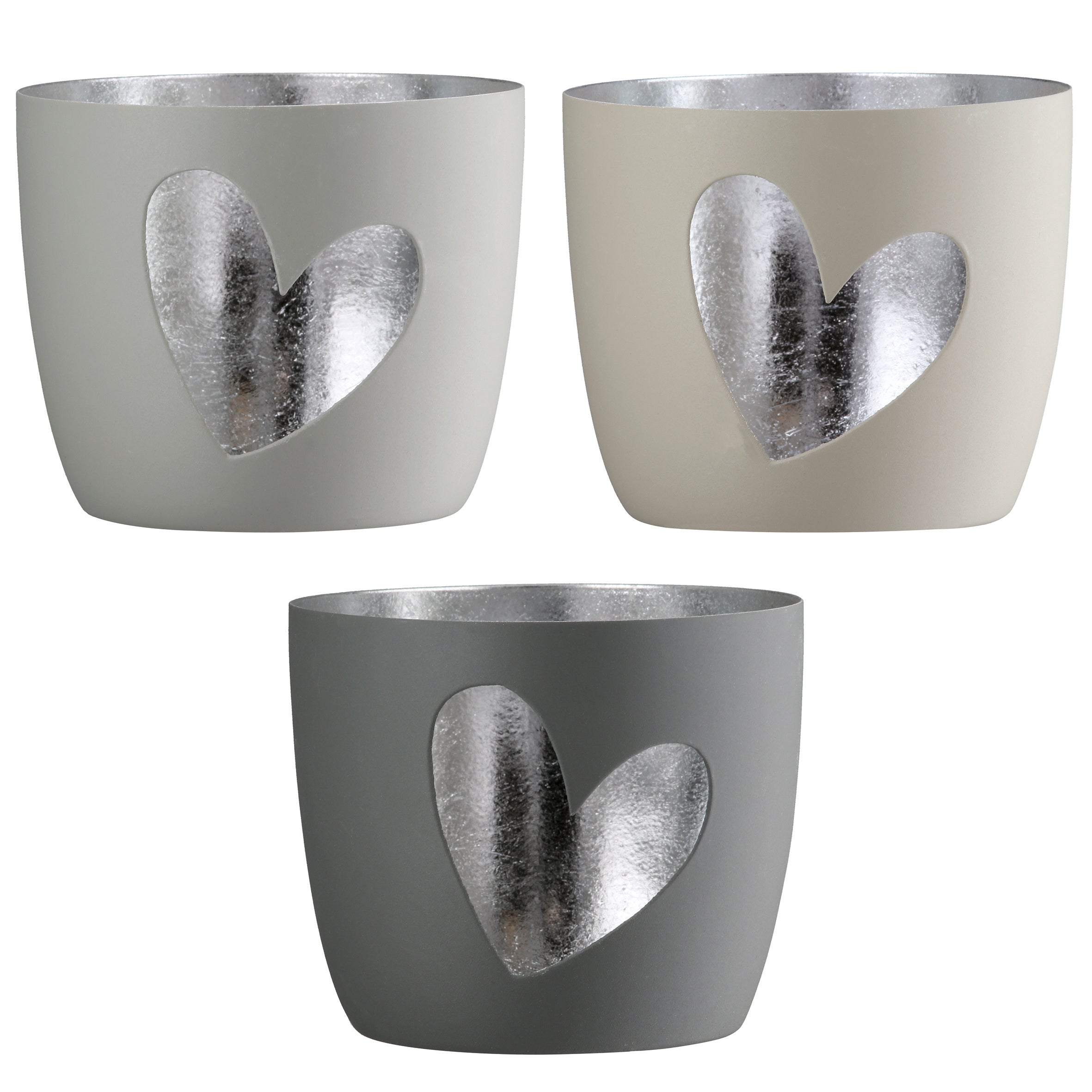 Windlicht "Heart" beige