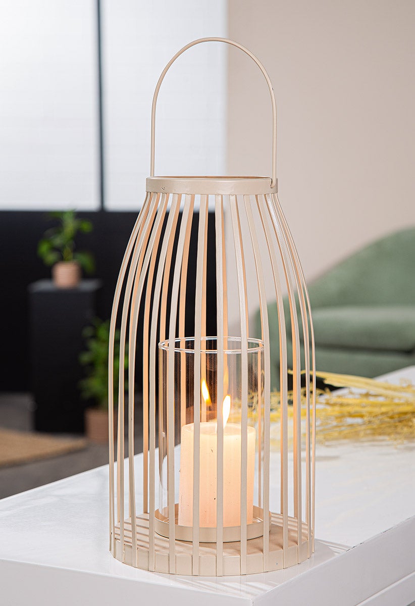 Windlicht "Tammo" 30cm beige (Metall)