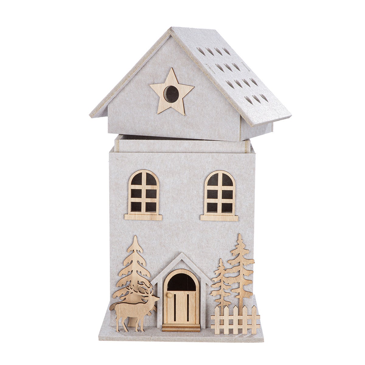 LED-Haus "Amata - Stern" 46cm beige (Filz)