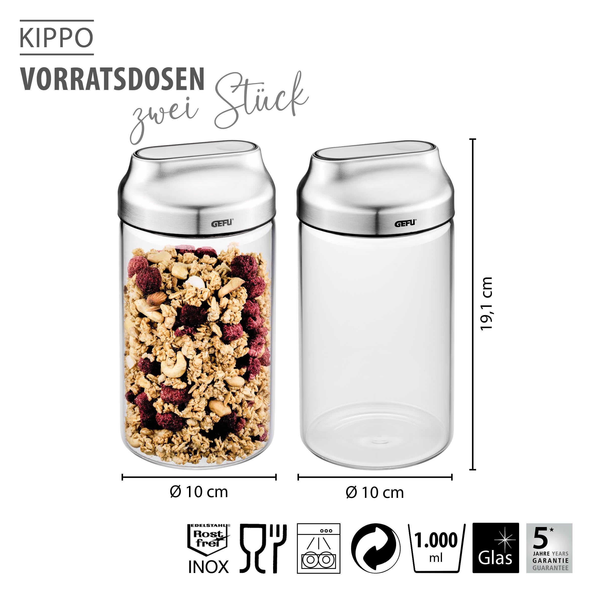 Vorratsdosen-Set KIPPO, 1000 ml, 2 Stück