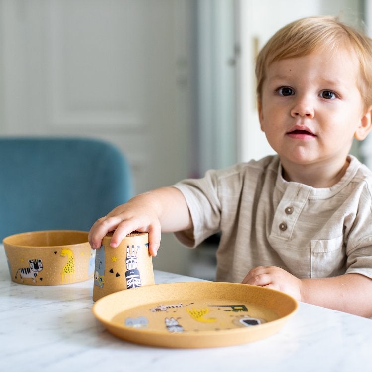 Kleiner Teller + Schale + Becher nature wood CONNECT ZOO" Kleiner Teller + Schale + Becher nature wood CONNECT ZOO"