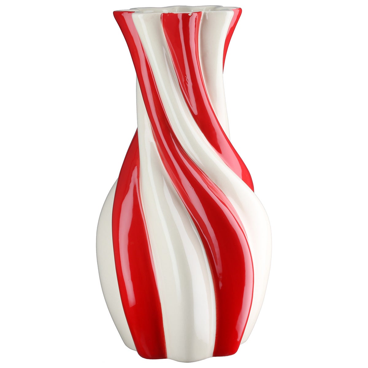 Vase "Candy" 39,5cm  gestreift creme/rot (Keramik)