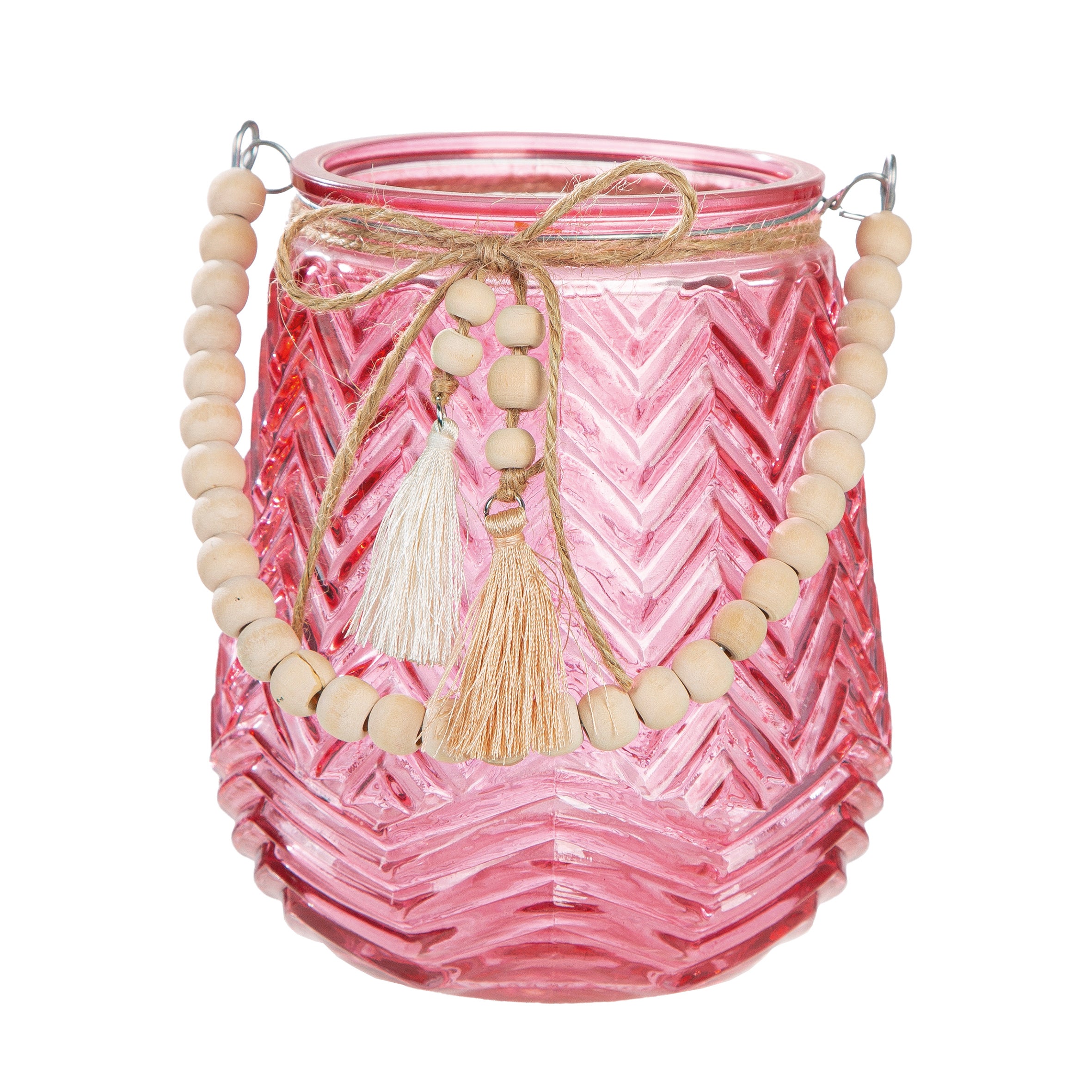 Windlicht "Perla" pink (Glas)
