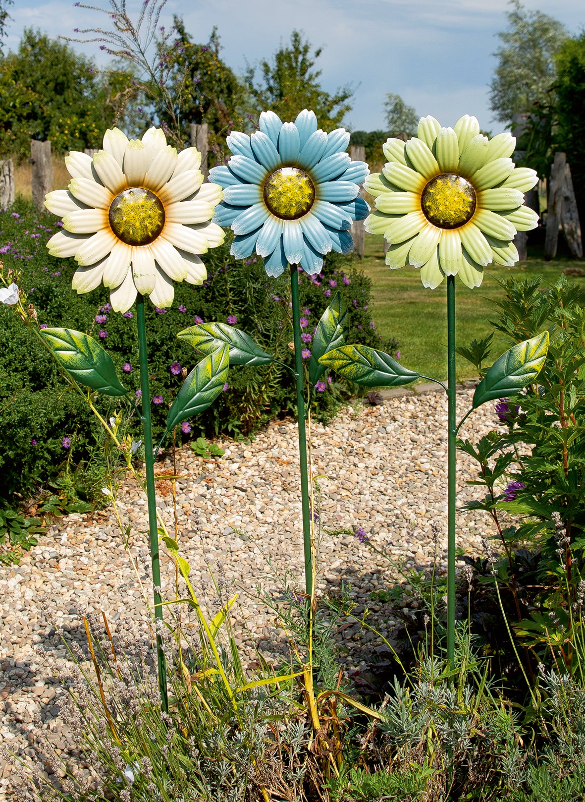 Gartenstecker "Margerite" blau (Metall)
