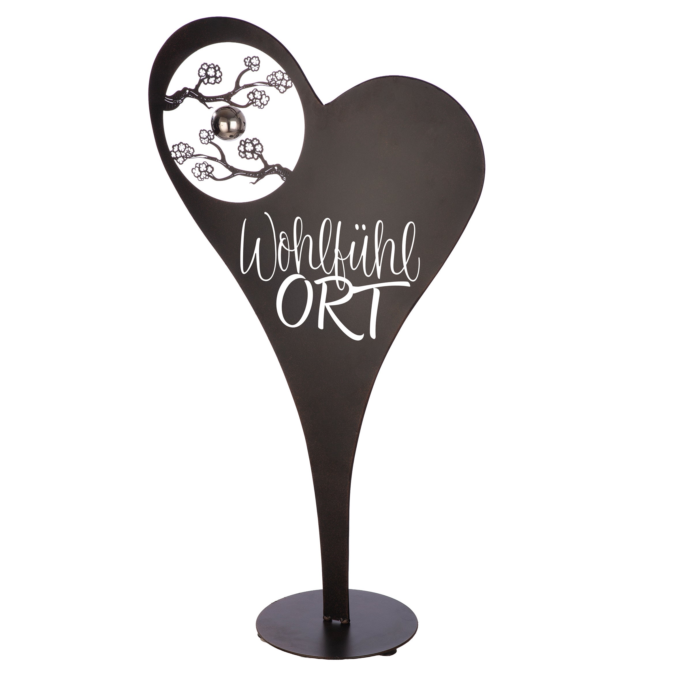 Standrelief 70cm Herz "Wohlfühlort" (Metall)
