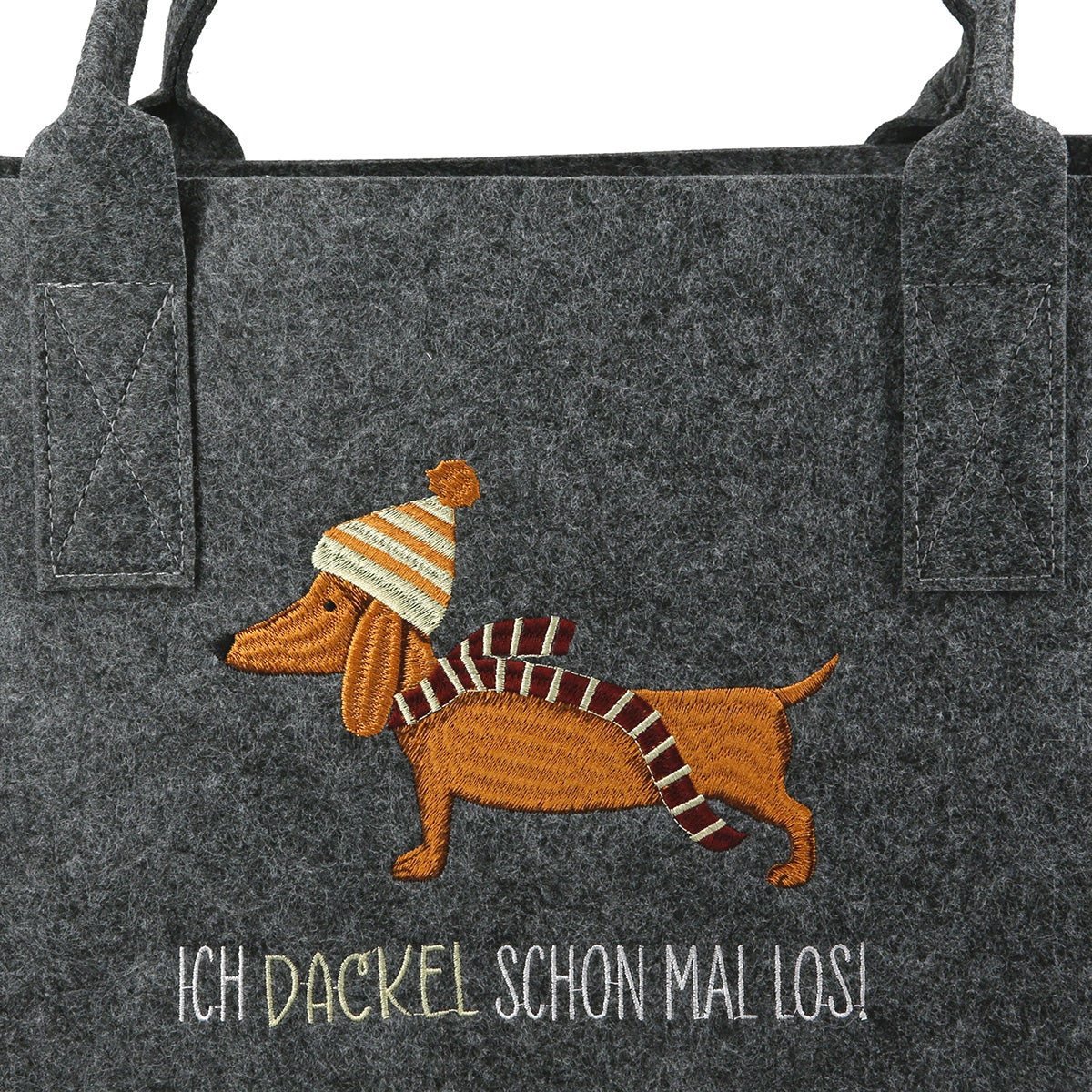 Filztasche "Frieda - Ich Dackel schon mal los!" dunkelgrau