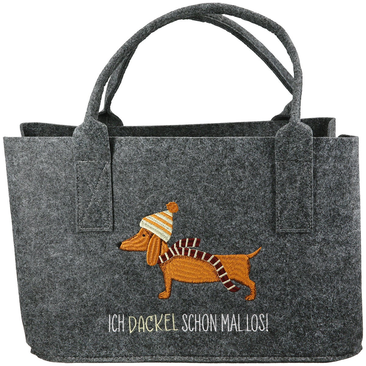 Filztasche "Frieda - Ich Dackel schon mal los!" dunkelgrau