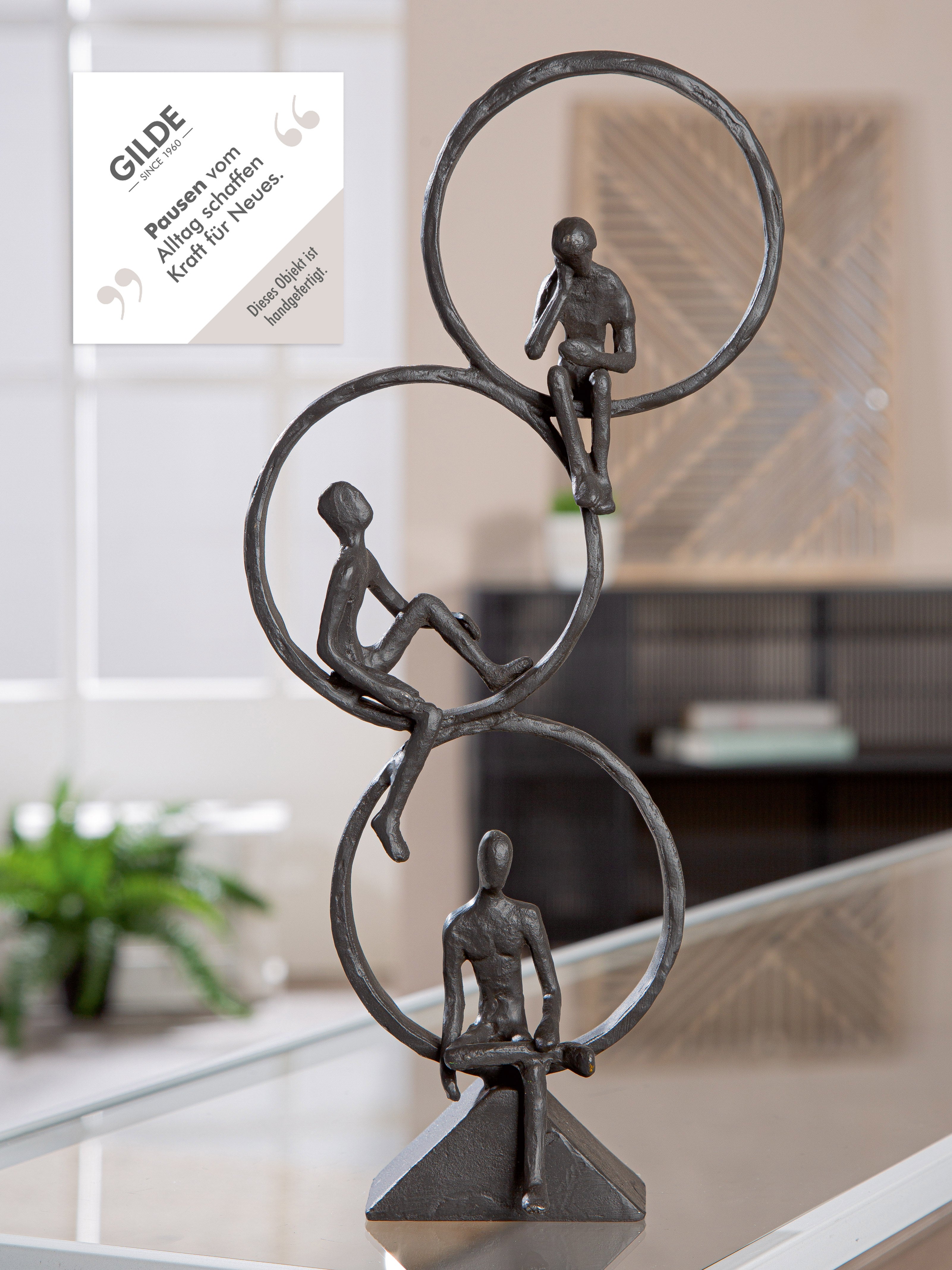Skulptur "Pausenzeit" Gruppe (Bronzeoptik aus Eisen)