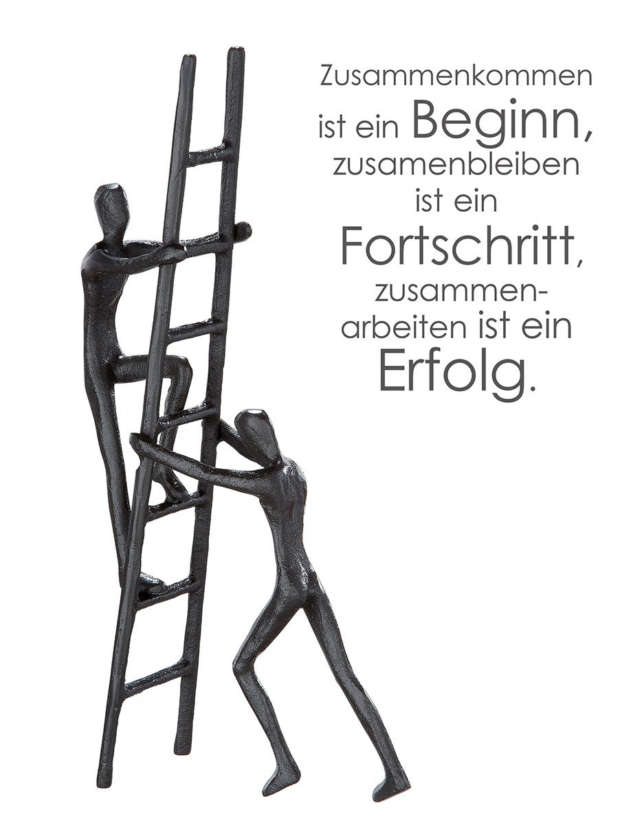 Skulptur "Teamwork" Leiter (Bronzeoptik aus Eisen)