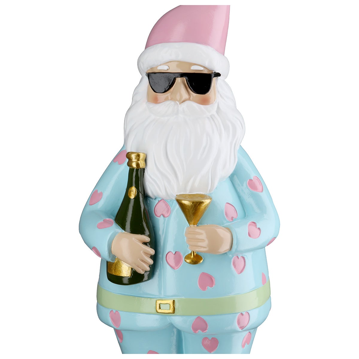 Figur "Santa Crazy Xmas" 22,5cm blau/rosa (Kunstharz)