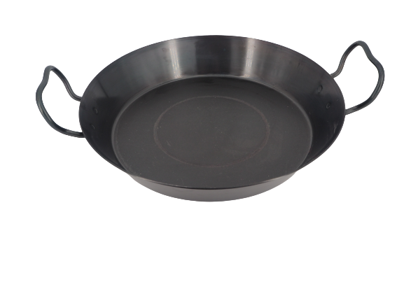 Paella-Pfannen 26cm mit 2 Griffen (Pfannenboden 21cm) - gebläute, eingebrannte Ausführung