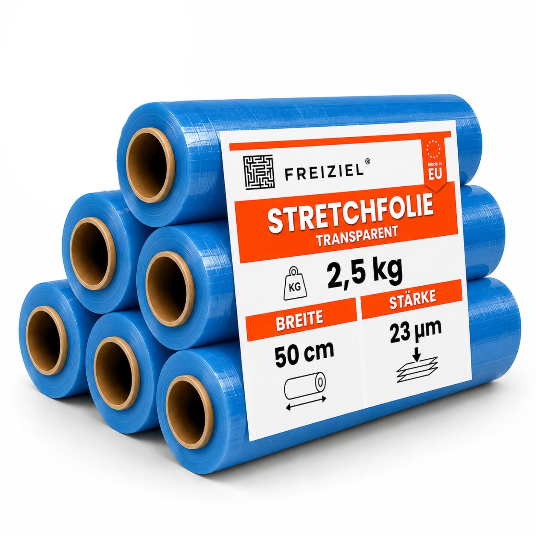 6 x Stretchfolie 50cm 2,5kg 23my blau
