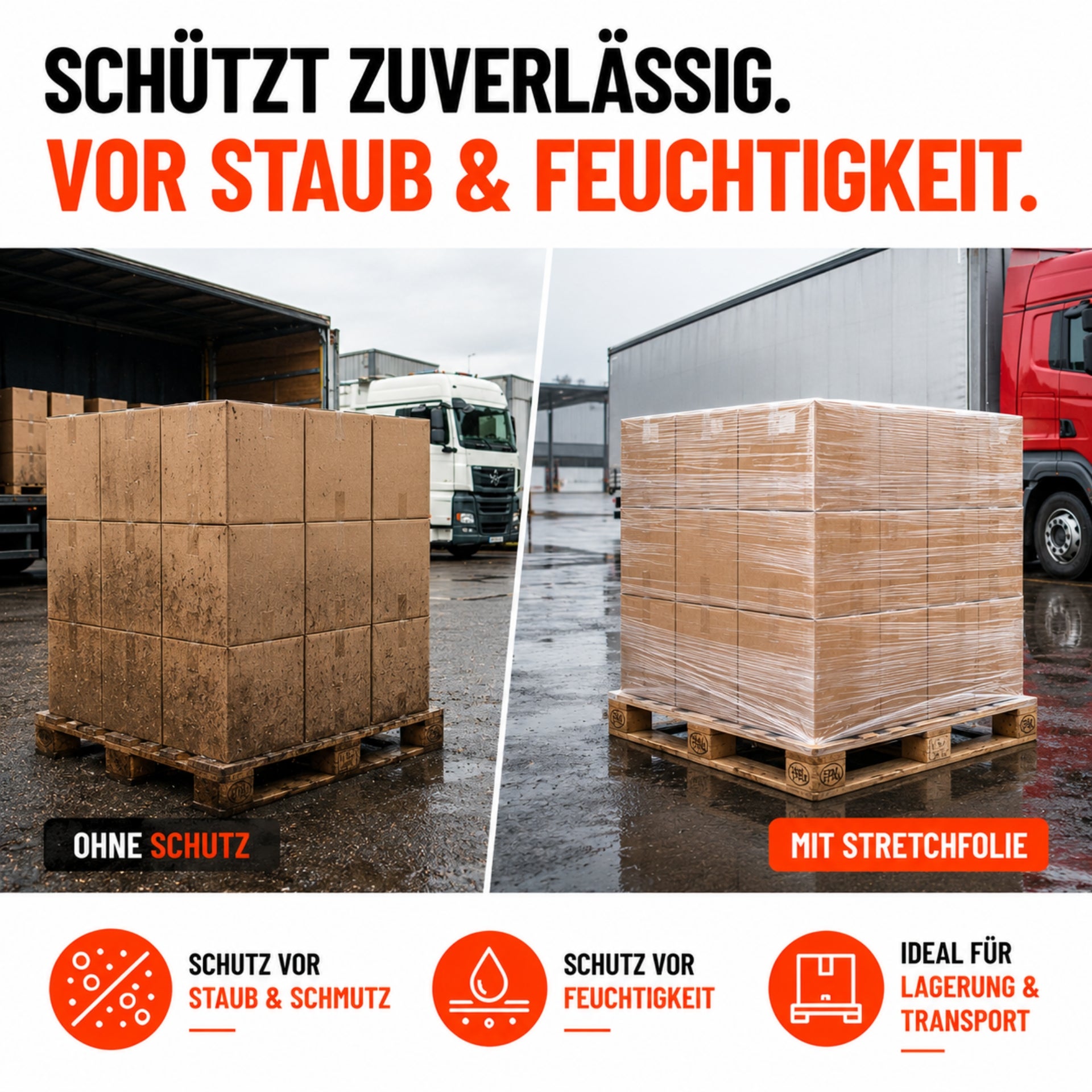 6 x Stretchfolie 50cm 2,5kg 23my schwarz