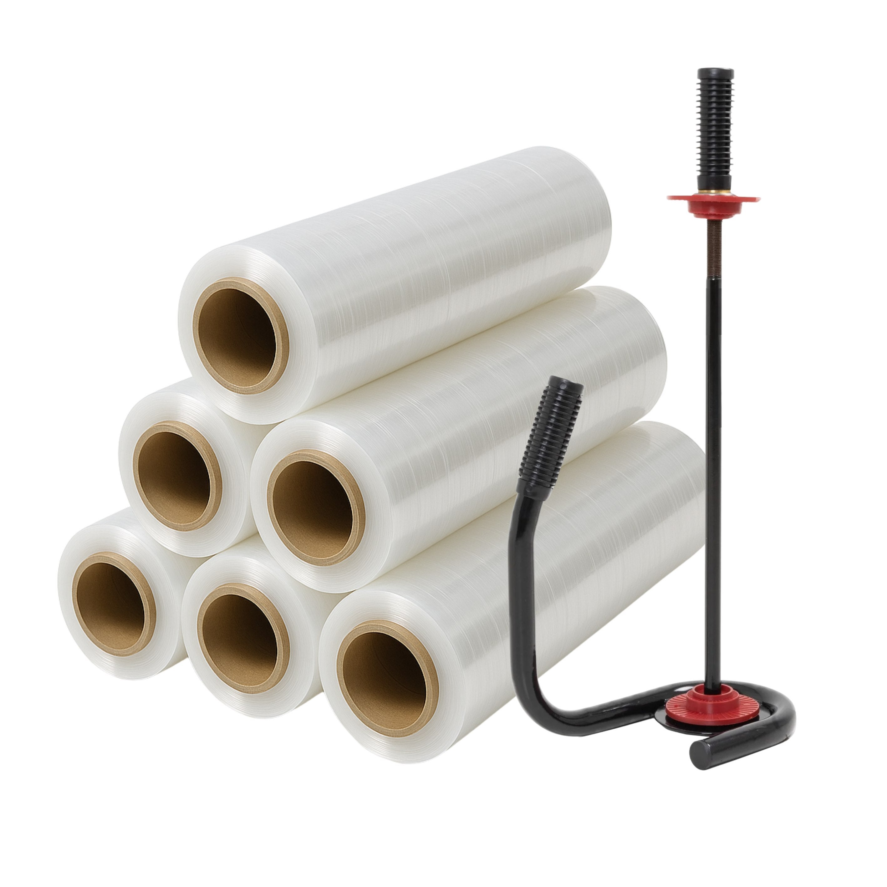 Profi Abroller Premium Black + 6 Rollen 2,5 kg Stretchfolie 23 my (transparent)
