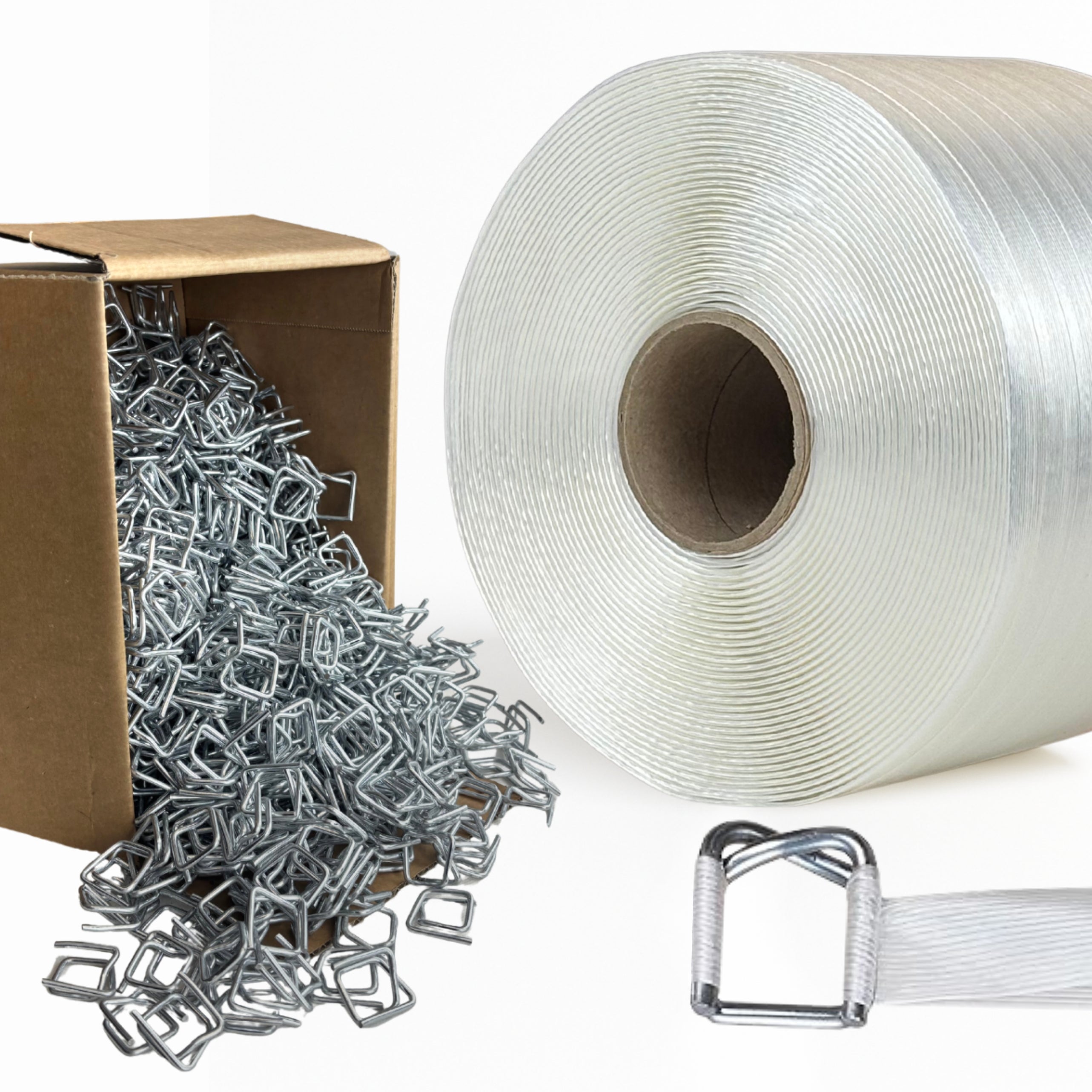 Freiziel® Umreifungsband Set | Polyesterband 13mm/1100 + CB3 Verschlussklemmen | PET-Band Set für Transportsicherung und Verpackung | Premium Qualität