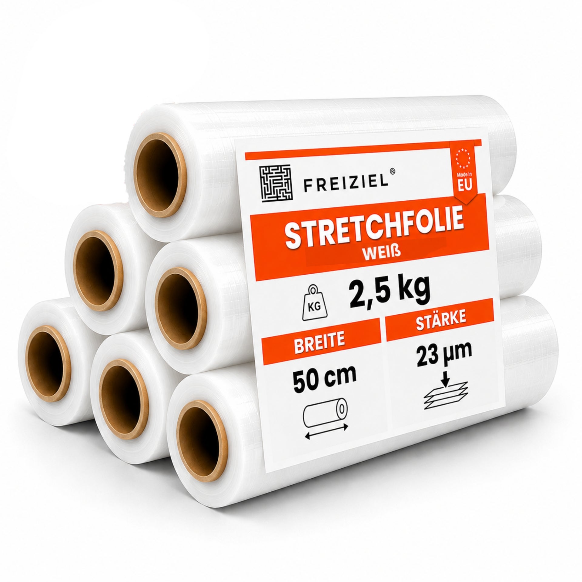 6 x Stretchfolie 50cm 2,5kg 23my weiß