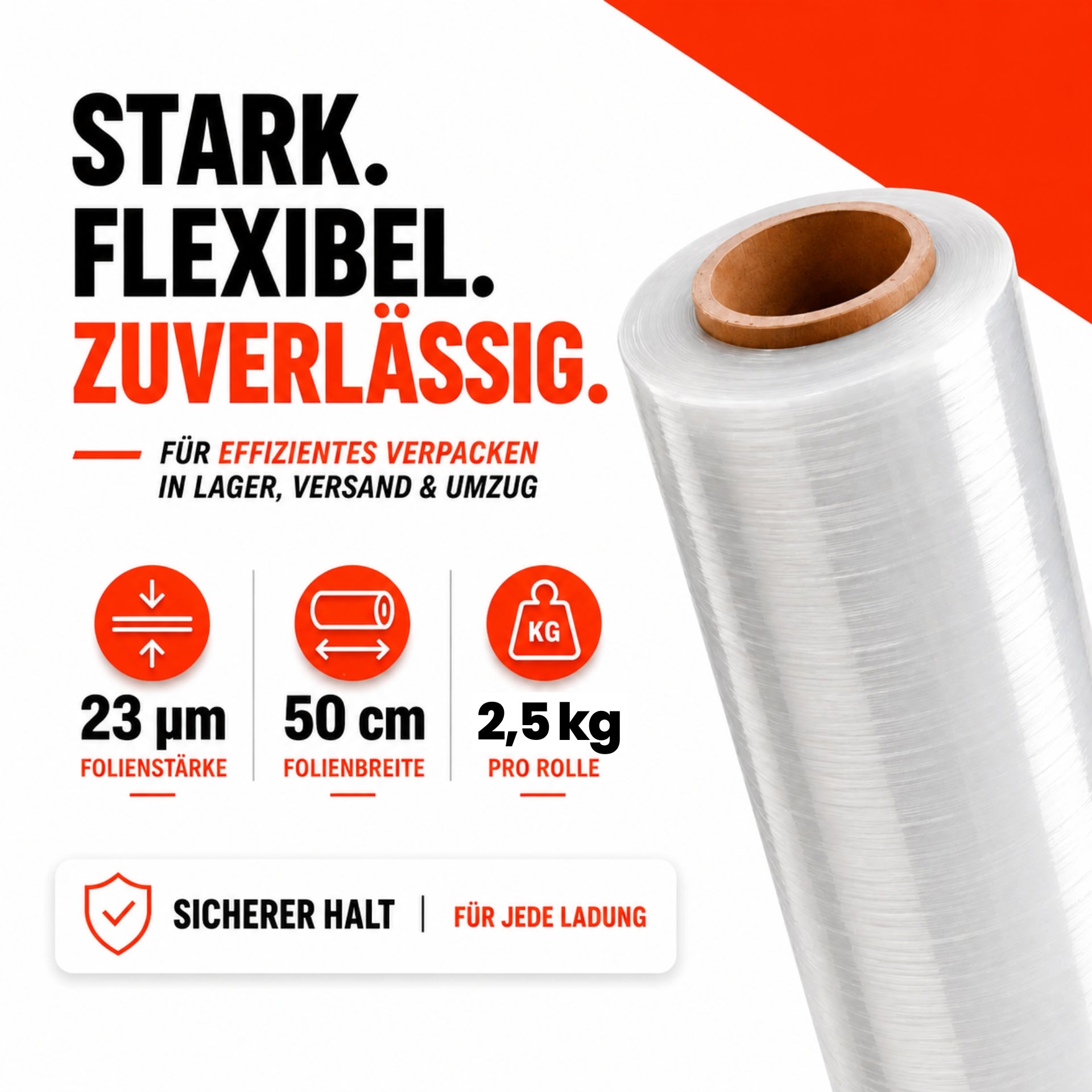 6 x Stretchfolie 50cm 2,5kg 23my transparent